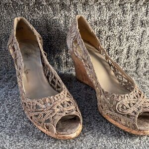 Stuart Weitzman wedge peep toe shoes